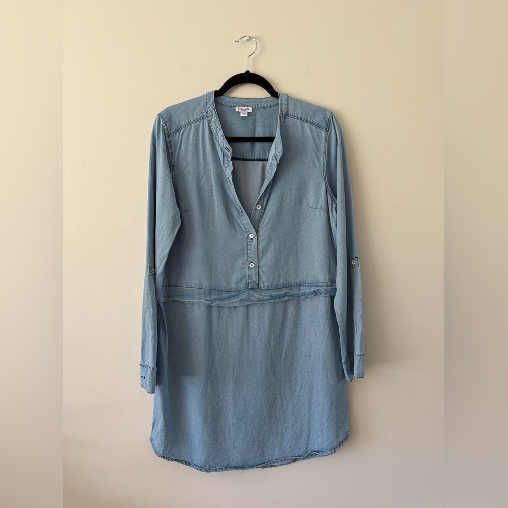 Splendid Blue Chambray Neutral Minimalist Western Capsule Dress Women’s Large